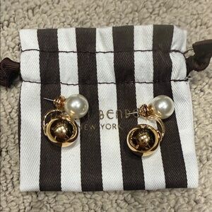 Henry Bendel Gold and Pearl Earrings